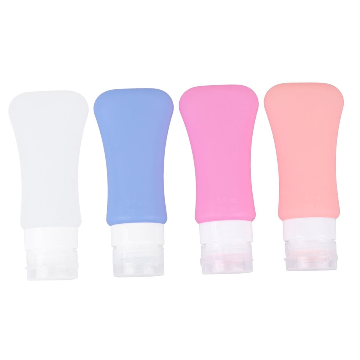 FONDOTIN 4Pcs Silicone Dispense Bottles Leakproof Refillable Travel Containers White Orange 60ml