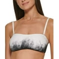 thumbnail image 3 of Calvin Klein Women's Printed Removable Straps Bandeau Bikini Bra Top Swimsuit Black Size X-Large, 3 of 4