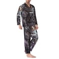 thumbnail image 2 of Naloa Cat Astronaut In Space Men’s Pajamas Set - Long Sleeve Button Down Sleep Shirt and Pajama Bottoms Sleepwear Set-Small, 2 of 7