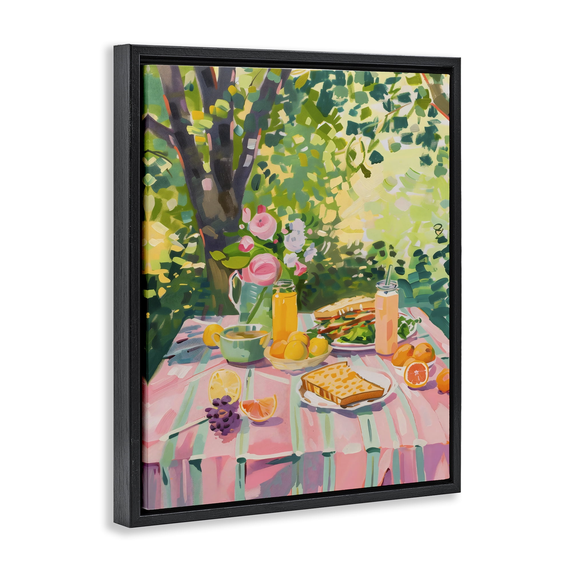 Stupell Industries Breakfast Picnic in Garden Black Framed Floater Canvas Wall Art, design by The Prints Vibe