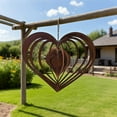 thumbnail image 4 of Heart-Shaped Wind Spinner Outdoor Decor - Durable Metal Garden Art with Spinning Design, Romantic Yard Ornament for Mom, Aunt - Ideal Mother's Day & Birthday Gift (Brown), 4 of 6