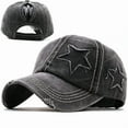 thumbnail image 3 of 100% Washed Denim Hole star Baseball cap Snapback Hats Autumn Summer fishing Hat for Men Women Caps Casquette hats Star Embroidery Ponytail Baseball Cap Washed Cotton Distressed Trucker Hat, 3 of 7