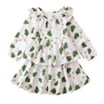 thumbnail image 1 of Filles Tout-Petits à Manches Longues Poupée Col Arbre de Noël Robe d'Impression, 1 of 6
