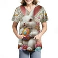 thumbnail image 3 of ADSSDQ Easter Scrub Tops Women Stretchy Vneck Short Sleeve Funny Cartoon Bunny Print Nurse Working Uniforms with 2 Pockets Light Gray L, 3 of 6