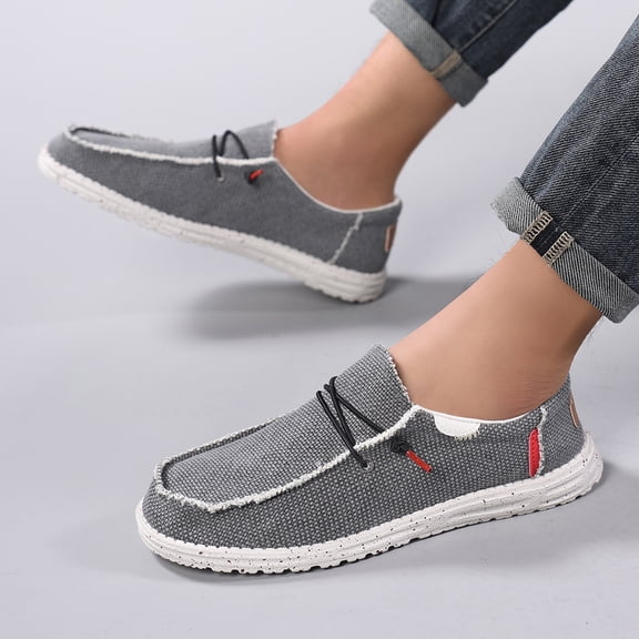 Men's Canvas Slip-On Shoes with Soft Sole, Comfortable Casual Skate Sneakers, Lightweight Breathable Footwear for Everyday, Travel, and Street Style