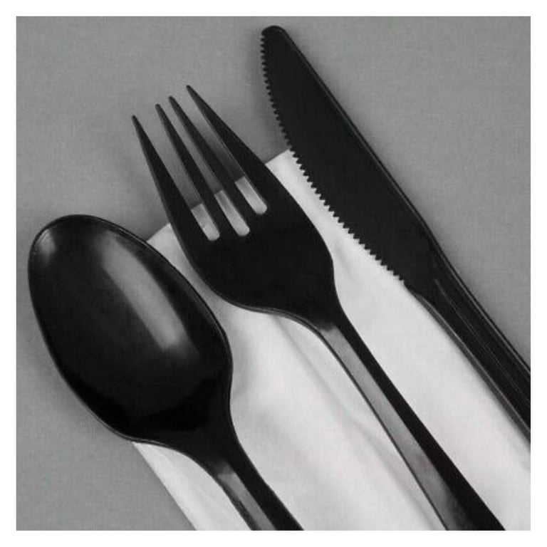 50 Pack, Black Heavy Duty Plastic Utensil Set, Premium Disposable Sleek  Cutlery Flatware in 2023
