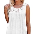 thumbnail image 2 of Camisetas sin mangas con cuello redondo para mujer, camisa informal holgada de encaje de Color puro, plisada, sin mangas, para la vida diaria, 2 of 6