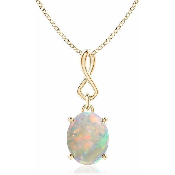 White Opal Pendant Necklace for Women in 925 Sterling Silver/Yellow Gold /Rose Gold Plated | Oval Cut Opal | October Birthstone Jewelry Gift