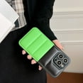 thumbnail image 2 of Feishell Case for iPhone 13 Pro Max Puffer Case, Double Colors 3D Down Jacket Design PU Leather Shockproof Non-Scratches Lens Protection Phone Cover for iPhone 13 Pro Max - Green, 2 of 8