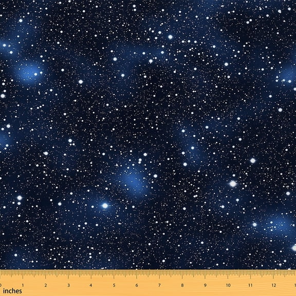 Feelyou Glitter Stars Print Fabric by the Yard 2 Yards for Teen, Mystic Starry Sky Sewing Fabric, Bling Galaxy Home Decor Fabric by the Yard, Ultra Soft Home Decor