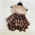 thumbnail image 6 of Amidoa Girls Summer Outfit Sets 2 Piece T-Shirt Short Sleeve Skirt Set Kids Clothing Sets Khaki Size 8, 6 of 8