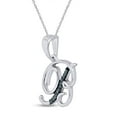 thumbnail image 2 of AFFY Blue Natural Diamond Initial "B" Pendant Necklace in 14k White Gold Over Sterling Silver, 2 of 5