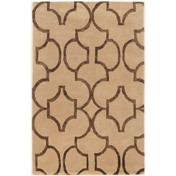 Linon Aspire Geo Hand Tufted Wool 5'x8' Rug in Beige