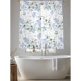 thumbnail image 6 of Blue Flower Semi Sheer Curtains 72 Inch Length 2 Panels Set, Sage Green Eucalyptus Leaf Farmhouse Country Sheer Kitchen Curtain Privacy Voile Window Curtain for Living Room Bedroom Rod Pocket Drapes, 6 of 7