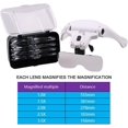 thumbnail image 3 of Lupas con 2 luces LED, auriculares con lupa frontal manos libres para coser, leer, joyería, manualidades (5 lentes desmontables), 3 of 5