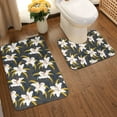 thumbnail image 2 of Yiaed Lilies Flowers Print Bathroom Mat Set 2 Pieces Mat Anti-Skid Pad Ultra Soft and Absorbent Bathroom Bath Mat Contour Bath Rugs for Toilet Base, 2 of 6