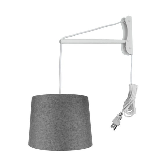 MAST Plug-In Wall Mount Pendant, 1 Light White Cord/Arm, Granite Gray Shade 12x14x10
