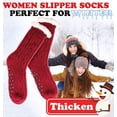 thumbnail image 4 of Women Slipper Socks Fuzzy Fluffy Cozy Cabin Winter Fleece Soft Warm Comfy Thick Christmas Non Slip Stocking Stuffer - Red, 4 of 6