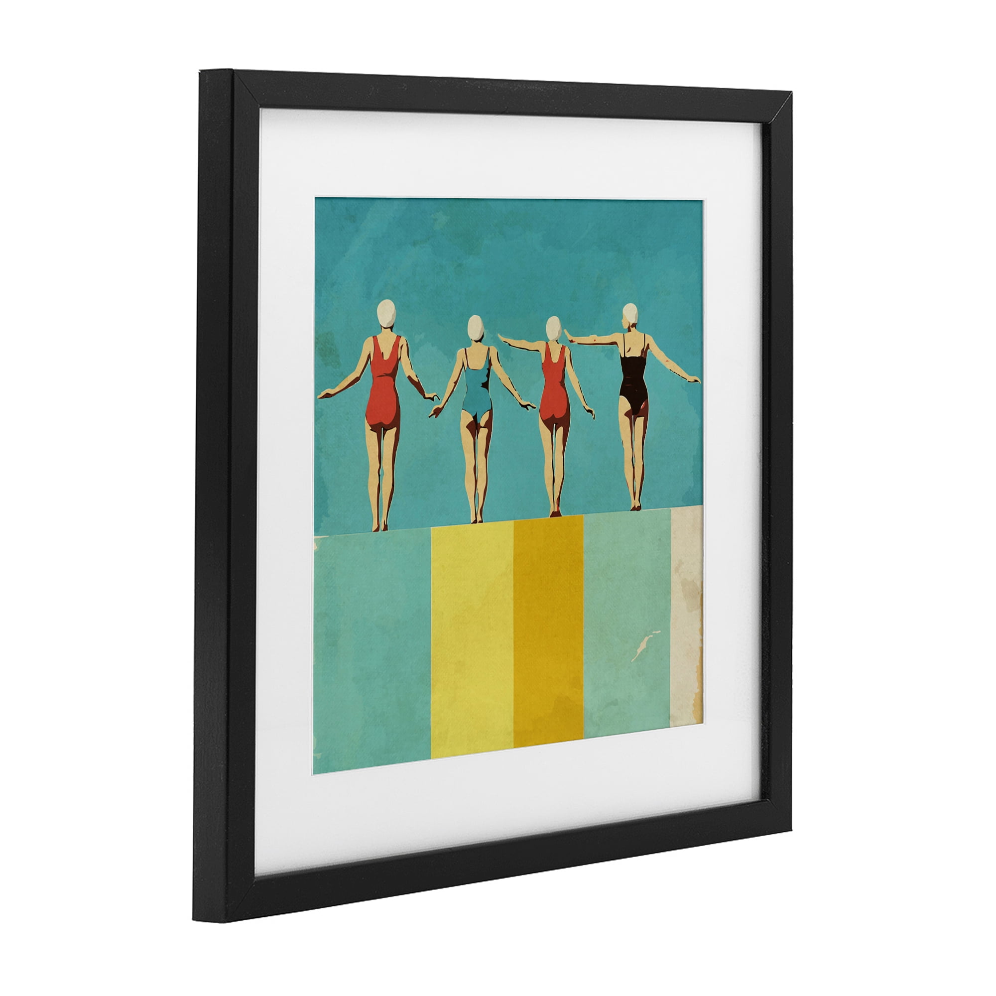 Stupell Industries Four Figures on the Pool Black Framed Print Under Glass, design by Layla Oz