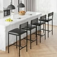 thumbnail image 2 of OUYAWEI 4PC Dining Table Set with 2 Upholstered Bar Chairs 3 Storage Shelves Kitchen Bar Table Gray Small Space, 2 of 7