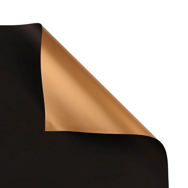 Zhuge decoraciones para cajas de regalo, regalos, papel para envolver flores (papel para envolver flores chapado en oro, resistente al agua, de dos colores, 58 x 58 cm, negro y dorado)