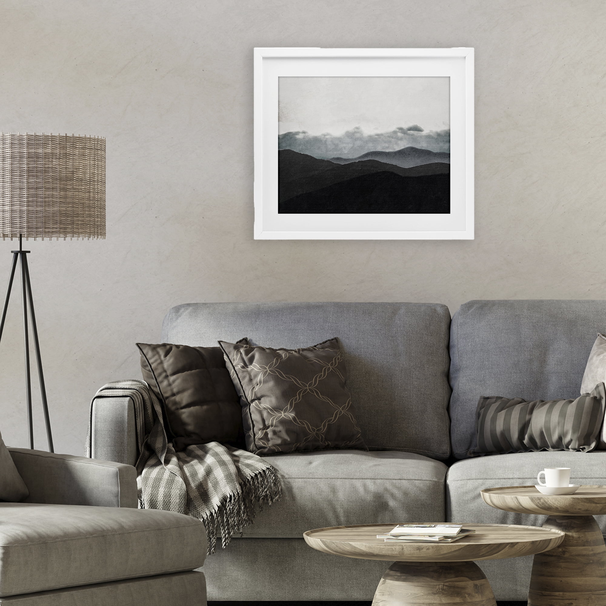 Stupell Industries Layered Foggy Hills White Framed Print Under Glass, design by Elizabeth Medley