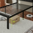 thumbnail image 6 of Feonase Twin Size Metal Bed Frame with Faux Leather Button Tufted Headboard, Easy Assembly, Black, 6 of 8