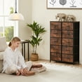 thumbnail image 2 of EDX Commode à 10 Tiroirs pour Chambre, Tour d'Organisation de Rangement en Tissu, Armoire, Brun Rustique, 2 of 9