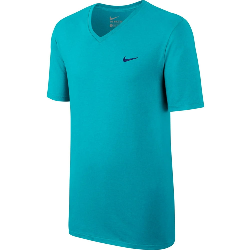 Nike Nike VNeck Embroided Swoosh Men's TShirt Light Blue/Black
