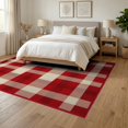 thumbnail image 3 of ODIKA 6'x9' Washable Area Rug Non-Slip, Easy Care, Farmhouse Tartan Welcome Lettering Border Motif Gingham Plaid Flowing Dynamic for Family Room, Living Room, Master Bedroom, 3 of 7