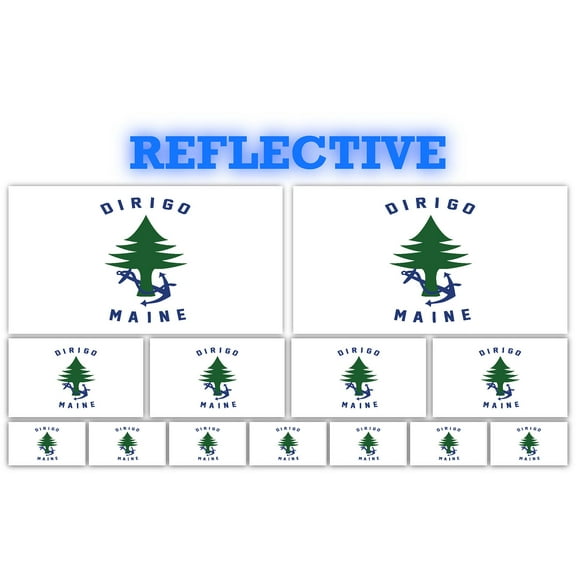 13 Pack Ensign of Maine Flags | (x2) 4x2 inch, (x4) 2x1 inch, (x7) 1x.5 inch flag stickers | Country State Flags Pack Stickers for Cars, Trucks, Laptops, Bikes, Toolboxes