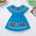 thumbnail image 3 of IDOPIP Toddler Baby Girls Floral Embroidered Mexican Dress Ethnic Wear Off-Shoulder Sundress, 3 of 8