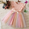 thumbnail image 2 of Huesdet Toddler Girls Tutu Dresses Flutter Sleeve Fluffy Party Dress for Girls(Pink,1-2 Years), 2 of 3