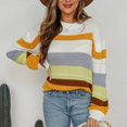 thumbnail image 3 of Vedolay Sweater Womens Fall Striped Oversized 2023 Pullovers Sweaters Casual Knit Tops,Yellow XL, 3 of 5