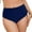 Dark Blue, variant on Women's High Waisted Bikini Bottom Tummy Control Full Coverage Ruched Bathing Suit Swimsuit Tankini Swim Shorts