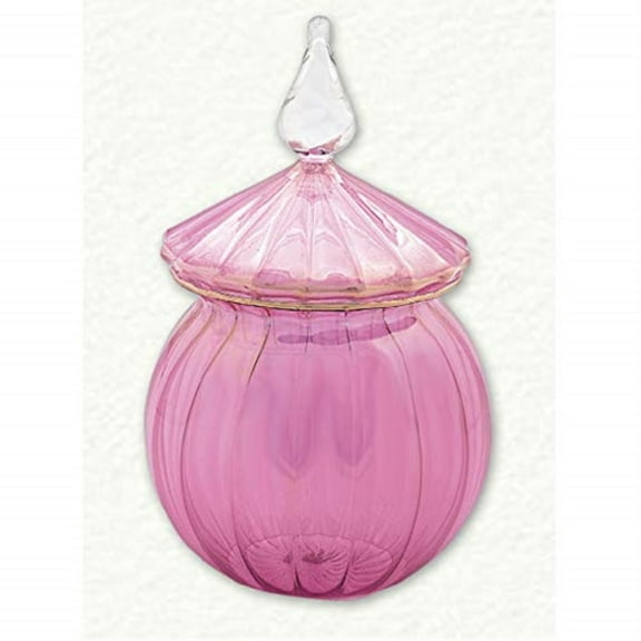 Pink Swirl Full Size Candy Dish Egyptian Glass Decoration Made in Egypt New