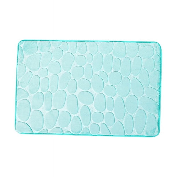 Alfombrilla de baño de dos piezas de franela con diseño de guijarros en relieve 3D, alfombrilla de suelo antideslizante absorbente de 3 piezas