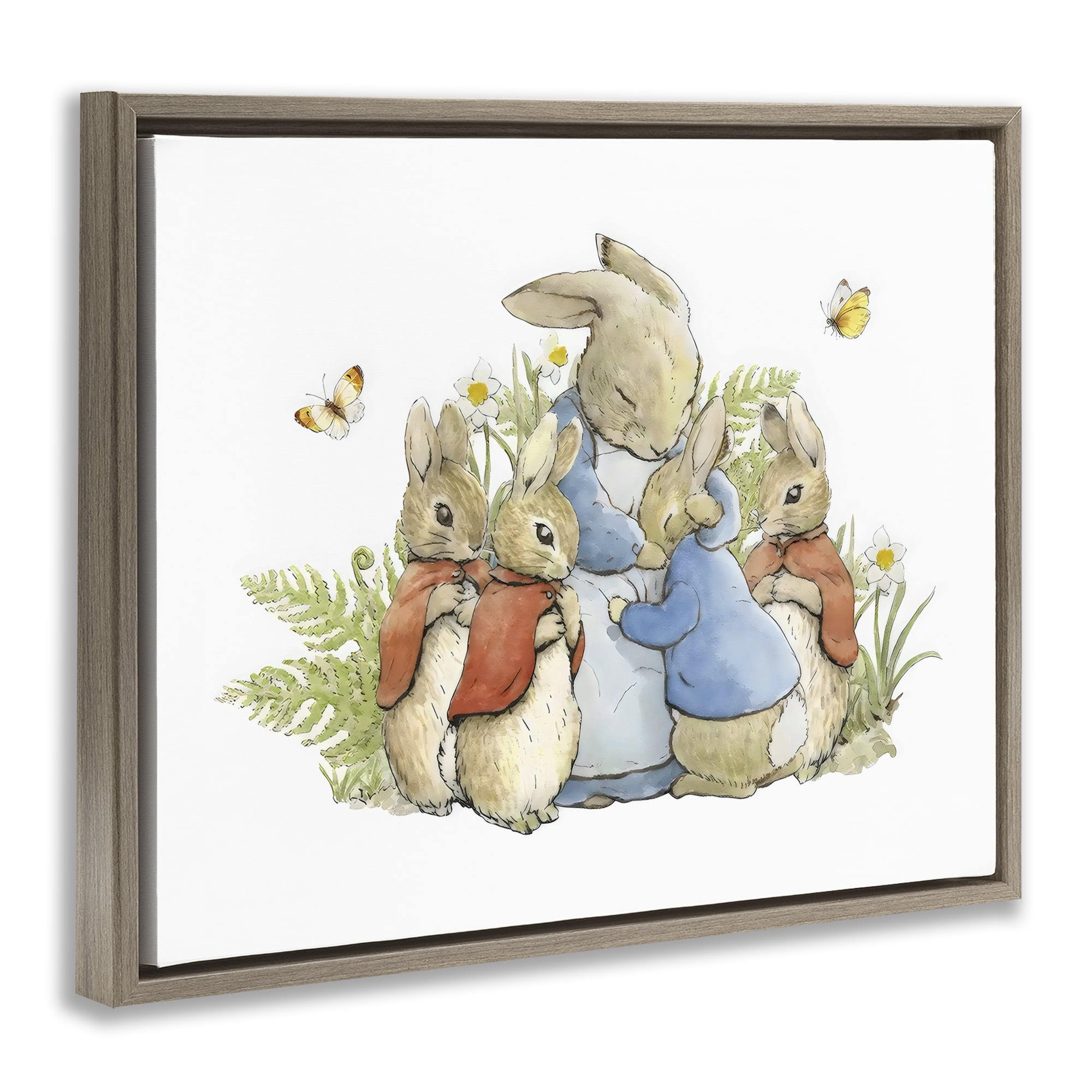 Stupell Industries Hugging Mother Rabbit Brown Framed Floater Canvas Wall Art, design by Arlington Prints
