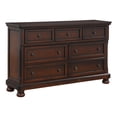thumbnail image 5 of DeeHome Classic Transitional Dresser of 7 Drawers Brown Cherry Finish Birch Veneer Hidden Drawer Bun Feet Bedroom Traditional Furniture, 5 of 7
