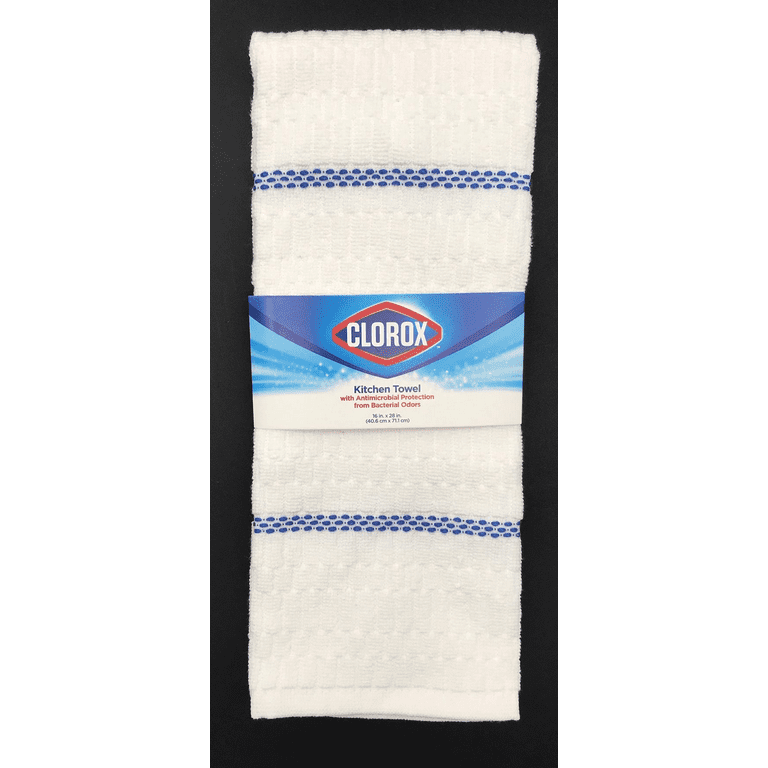 (Lot of 2) Clorox Dish Cloth White Red Stripe Antimicrobial Protection  12x12