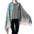 thumbnail image 2 of Yesbay Women's Retro Ethnic Style Flower Pattern Tassels Long Warm Shawl Pashmina Scarf Sky Blue, 2 of 7