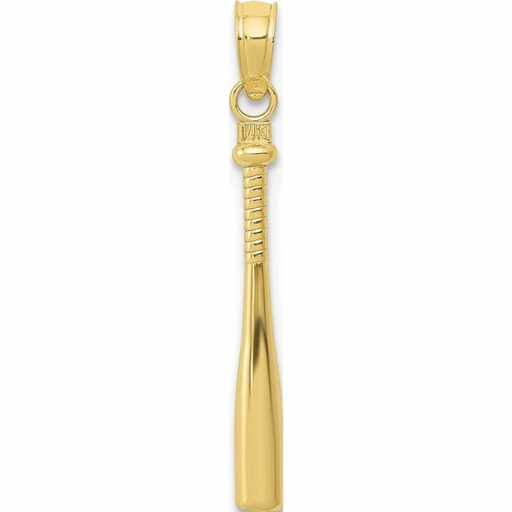 10K Yellow Gold 3-D Baseball Bat Pendant (25 X 2) Made In Peru -Jewelry By Sweet Pea