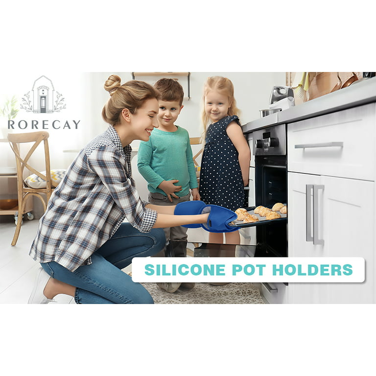RORECAY Rorecay Silicone Pot Holders Sets: Heat Resistant Oven Hot Pads  with Pockets Non Slip grip Large Potholders for Kitchen Baking c