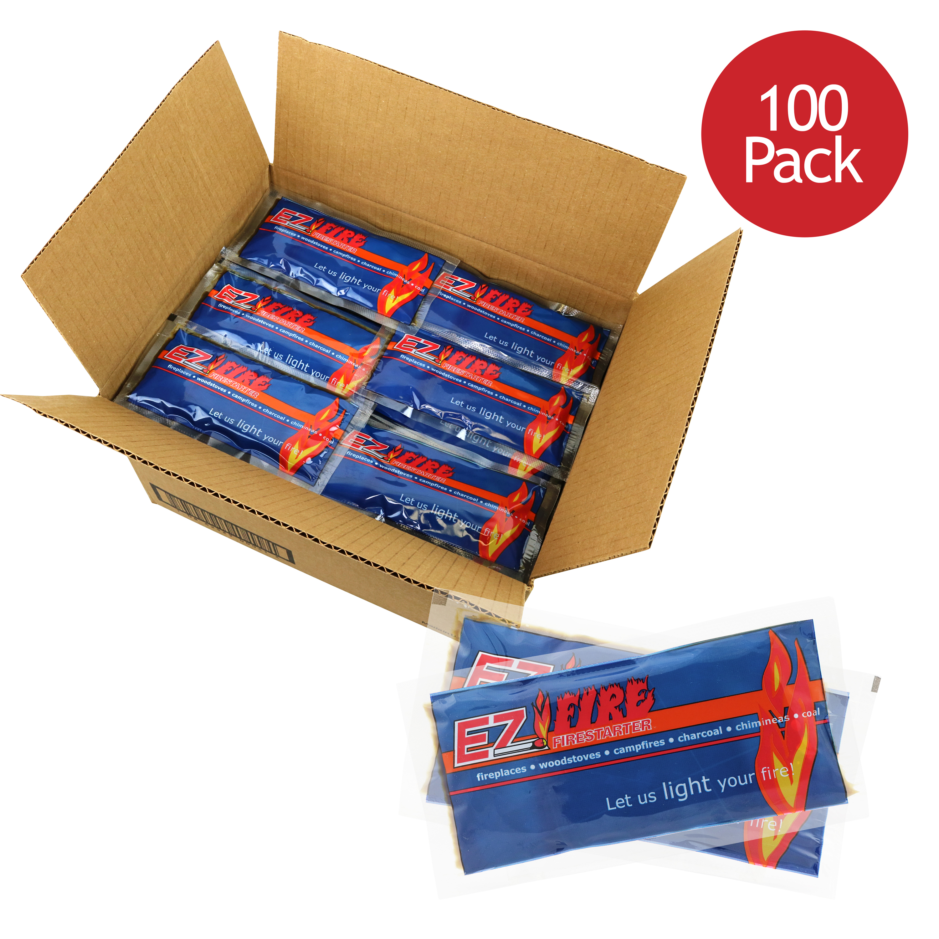 EZ Fire Firestarter Gel Packets (100 Pack) Great for Camp Fires, Backyard Barbecues & any Indoor