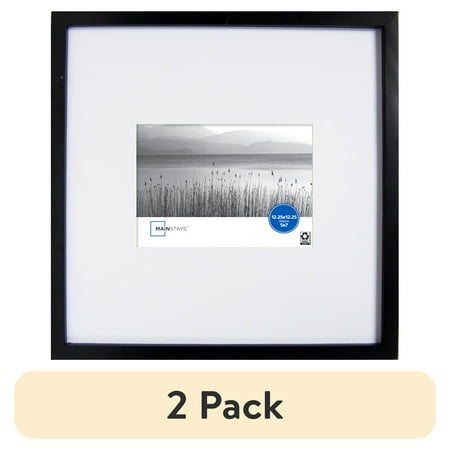 (2 pack) Mainstays Black Gallery Wall Picture Frame, Matted for 5 x 7 Photo