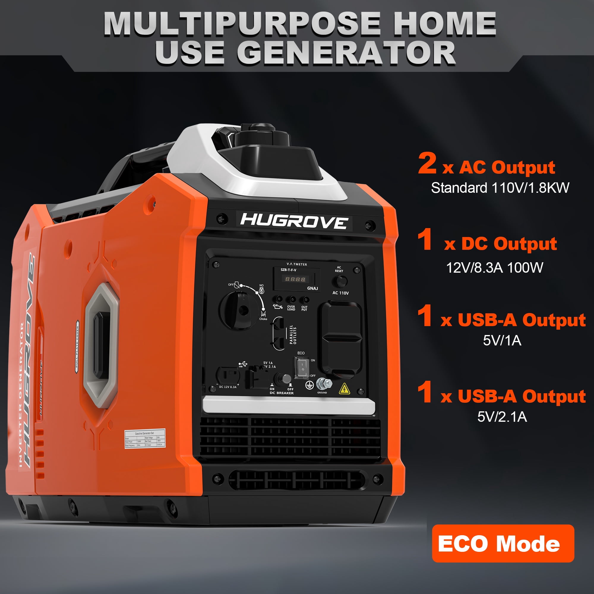 2200W Inverter Generator Gas Powered, Portable Generator for Home Camping RV Use, 79.7CC 4 Stroke EPA Compliant, 67db Super Quiet