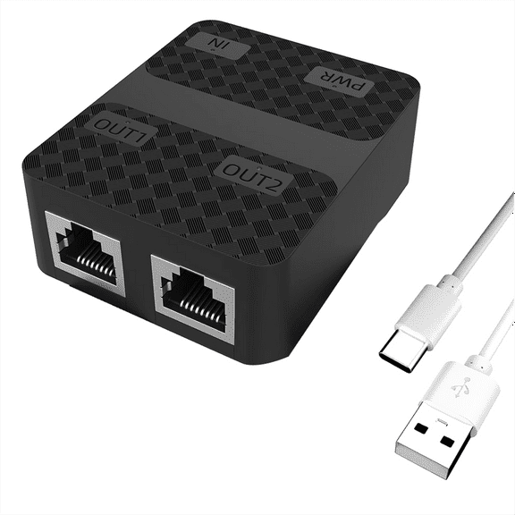 Ethernet Cable Splitter 1 to 2 1000Mbps Internet Cable Splitter 1 in 2 Out High Speeds Gigabit Networking Splitter Black