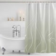 thumbnail image 4 of Sage Green Geometric Waterproof Fabric Shower Curtain,Modern White Stripe Distortion Art Waterproof Fabric Shower Curtain for Bathroom Curtains Bathtubs Shower Curtains with 12 Hooks Small 36x72in, 4 of 8