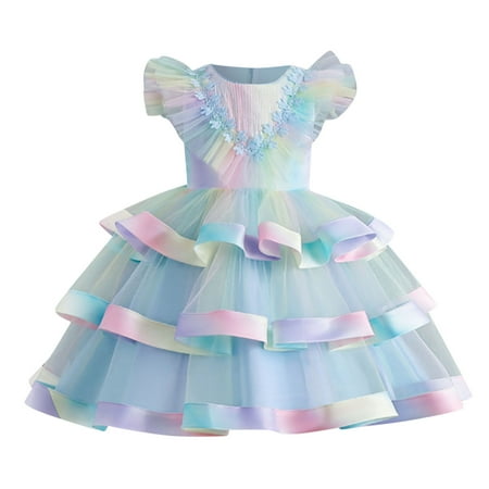 

Kids Girl Dress Birthday Sleeveless Mesh Cake Princess Flower Girl Dress Wedding Kids Baby Girl Clothes