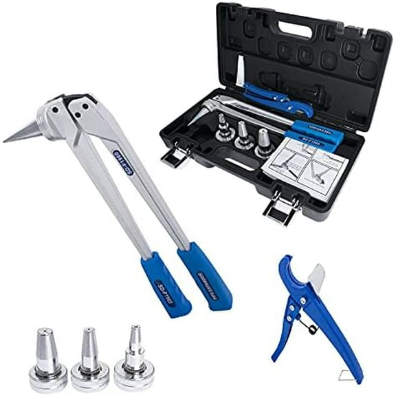 PEX Expansion Tool Kit Tube Expander with 1/2 3/4 1 inch Expander Heads Hard Case